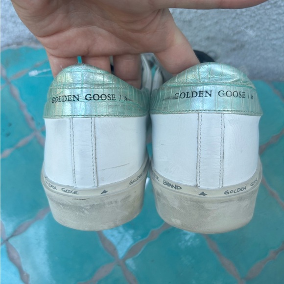 Golden Goose White Hi-Star sneakers with glittery insert and black star - Picture 13 of 16